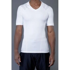 IntelliSkin Shirt Mens Large White V Neck Posture Compression Athletic Top